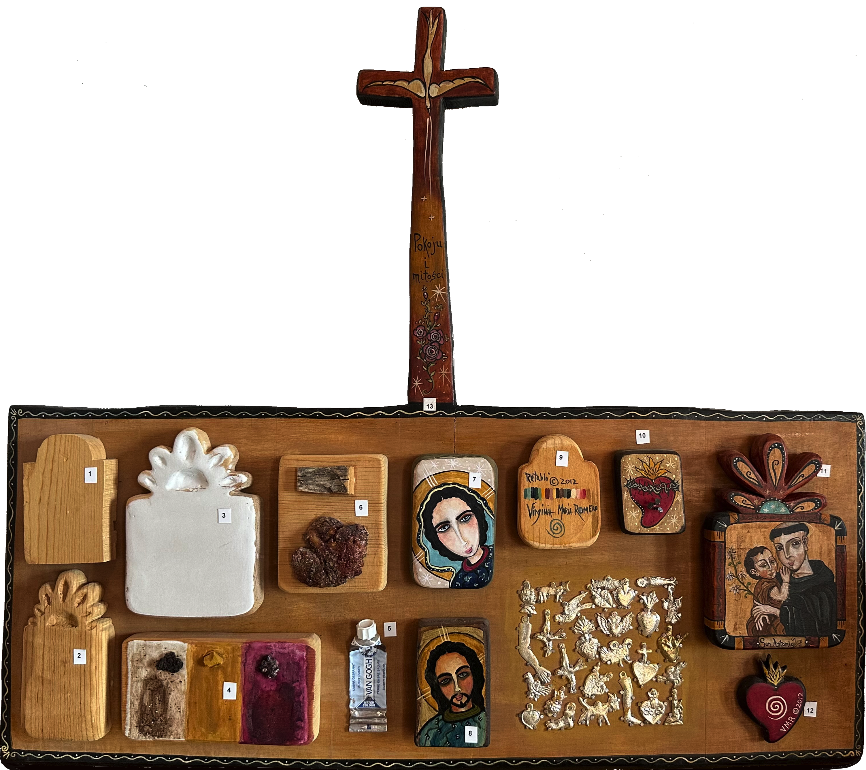 TRADITIONAL RETABLO PROCESS with Milagros by Virginia Maria Romero